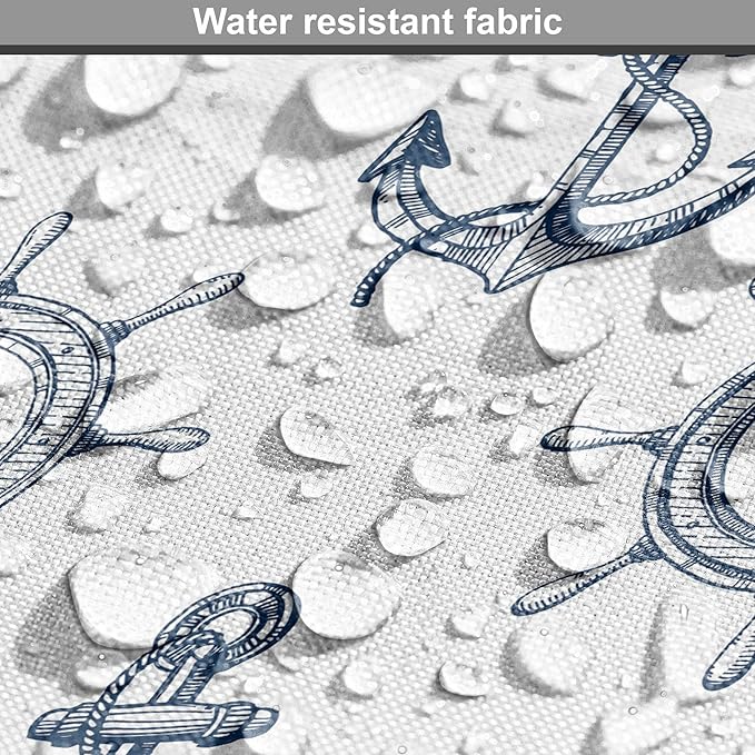 Lunarable Nautical Dog Crate Cover, Marine Elements Anchor Ship Wheel Wind Rose Sailing into The Ocean Theme, Easy to Use Pet Kennel Cover for Medium Large Dogs, 42 Inch, Night Blue White