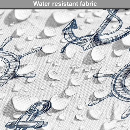 Lunarable Nautical Dog Crate Cover, Marine Elements Anchor Ship Wheel Wind Rose Sailing into The Ocean Theme, Easy to Use Pet Kennel Cover for Small Dogs Puppies Kittens, 18 Inch, Night Blue White