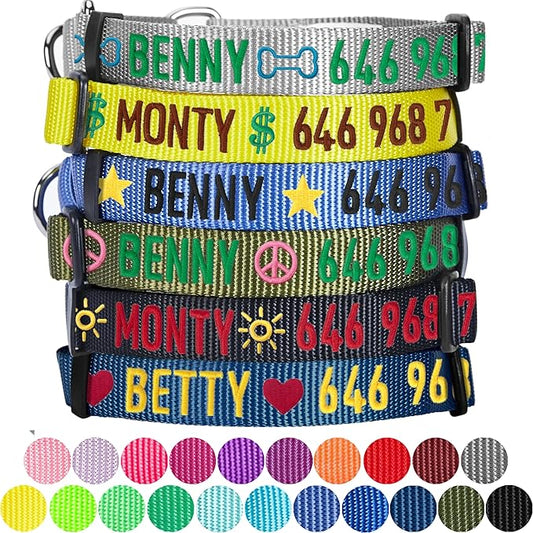 Blueberry Pet Essentials Personalized Martingale Safety Training Dog Collar, Black, Small, Adjustable Customized ID Collars for Dogs Embroidered with Pet Name & Phone Number