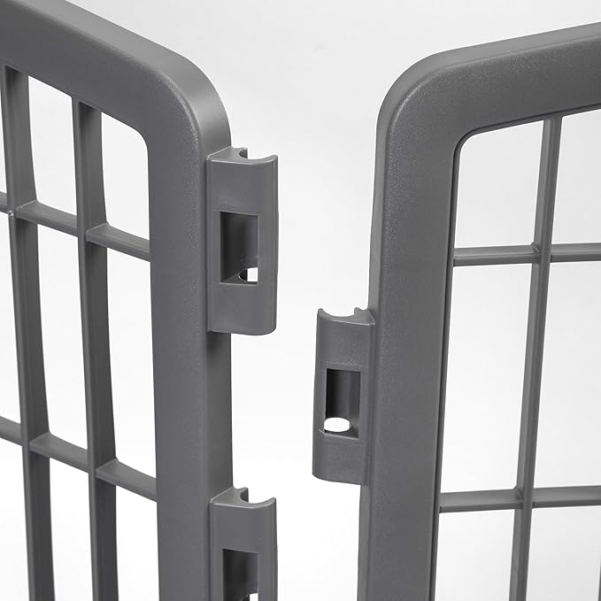 IRIS Exercise 8 Panel Pen Panel Pet Playpen with Door - 34 Inch, Gray with IRIS Exercise 2 Panel Add On Panel Pet Playpen with Door - 34 Inch, Gray
