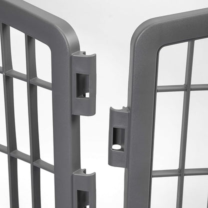 IRIS Exercise 8 Panel Pen Panel Pet Playpen with Door - 34 Inch, Gray with IRIS Exercise 2 Panel Add On Panel Pet Playpen with Door - 34 Inch, Gray