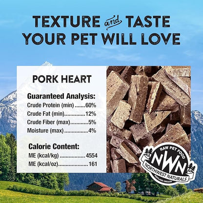 Northwest Naturals Raw Rewards Freeze-Dried Pork Heart Treats for Dogs and Cats - Bite-Sized Pieces - Healthy, 1 Ingredient, Human Grade Pet Food, All Natural - 10 Oz (Pack of 3)