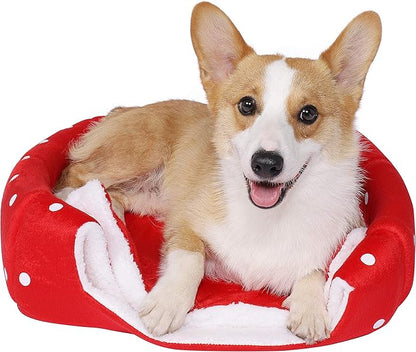 Spring Fever Hamster Guinea Pig Rabbit Dog Cat Chinchilla Hedgehog Bird Small Animal Pet Bed House Hideout Cage Accessorie B Red M (14.2 * 14.2 inch)