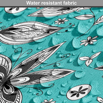 Lunarable Flower Dog Crate Cover, Abstract Monochrome Floral with Botanical Items, Easy to Use Pet Kennel Cover for Cats & Medium Dogs, 30 Inch, Seafoam Grey