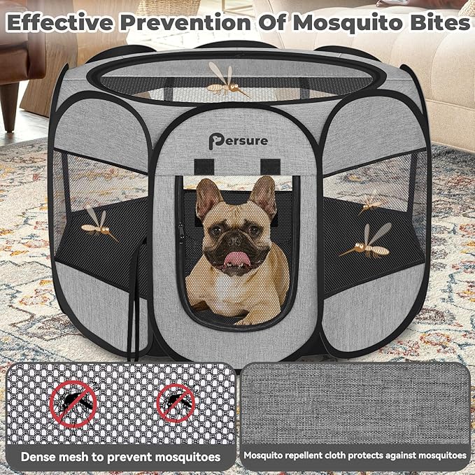 Dog Cat Playpen Indoor Outdoor, Premium Grey, Medium