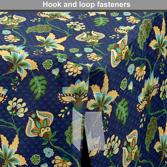 Lunarable Jacobean Dog Crate Cover, Triangles with Floral Pattern Stalks Leaves Flowers Whimsical Nature, Easy to Use Pet Kennel Cover for Small Dogs Puppies Kittens, 22 Inch, Dark Blue Green Mustard