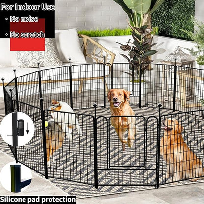 Dog Fence Outdoor for Yard 36'' High, Portable Dog Playpen with Rustproof and Sturdy Stakes for Medium/Large Dogs, 3ft Dog Play Pen for RV Camping(8 Panels)