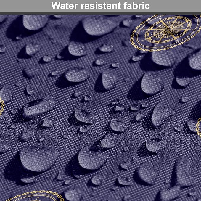 Lunarable Compass Rose Dog Crate Cover, Navigation Themed Vintage Gears Tools in Dark Tones Illustration, Easy to Use Pet Kennel Cover for Medium Large Dogs, 48 Inch, Indigo and Dark Mustard