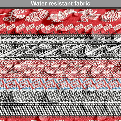 Lunarable Aztec Dog Crate Cover, Bird Motifs Abstract Indigenous Style Squares Latin American Inspired, Easy to Use Pet Kennel Cover for Medium Large Dogs, 36 Inch, Red Black White