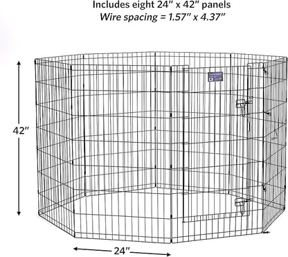 MidWest Homes for Pets Dog Exercise Pen & Playpen, 24" W x 42" H, with Door, Black