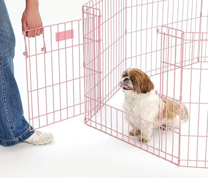 MidWest Homes for Pets Dog Exercise Pen & Playpen, 24" W x 24" H, with Door, Pink