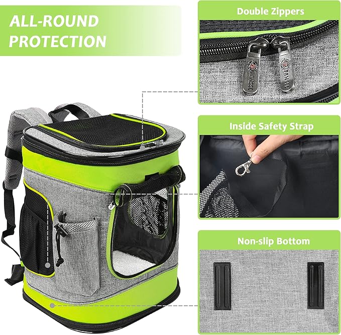 Kritter Planet Pet Carrier Backpack for Dogs and Cats, Breathable Pet Backpack with 2 Mesh Window,Portable Pet Carrier for Camping