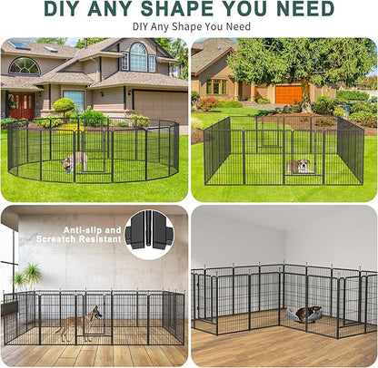 Musen Dog Playpen Indoor Outdoor, 8 Panels Dog Pen 40" Height Dog Fence Exercise Pen with Doors for Large/Medium/Small Dogs, Portable Pet Playpen for Yard, RV, Camping