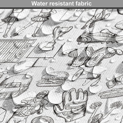 Lunarable Football Dog Crate Cover, Cup Ball Cheerleader Player Sneakers Sports Equipment Sketch Pattern, Easy to Use Pet Kennel Cover for Medium Large Dogs, 48 Inch, Charcoal Grey and White