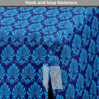 Lunarable Damask Blue Dog Crate Cover, Repeating Simplistic Pattern Rococo Inspired Royalty Essential Motif, Easy to Use Pet Kennel Cover for Medium Large Dogs, 36 Inch, Indigo and Sky Blue
