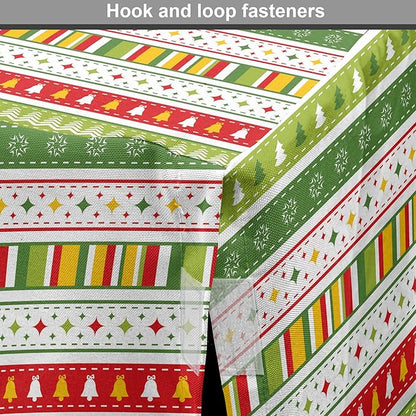 Ambesonne Christmas Dog Crate Cover, Traditional Winter Seasonal Borders Stars Bells Trees Stripes Print, Easy to Use Pet Kennel Cover for Medium Large Dogs, 48 Inch, Lime Green