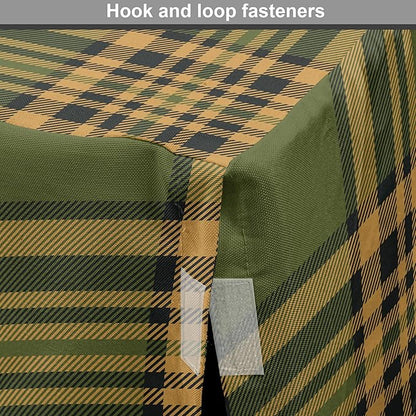 Lunarable Plaid Dog Crate Cover, Tartan Pattern in Autumn Tones Old Fashioned Design Country Illustration, Easy to Use Pet Kennel Cover for Cats & Medium Dogs, 30 Inch, Olive Green Mustard