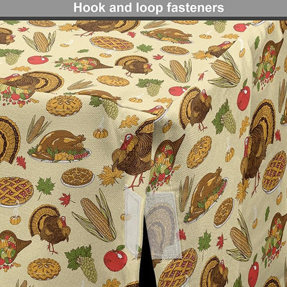 Lunarable Thanksgiving Dog Crate Cover, Special Day Family Dinner Classical Delicious Meal Abundance Harvest, Easy to Use Pet Kennel Cover for Small Dogs Puppies Kittens, 22 Inch, Orange Brown Green