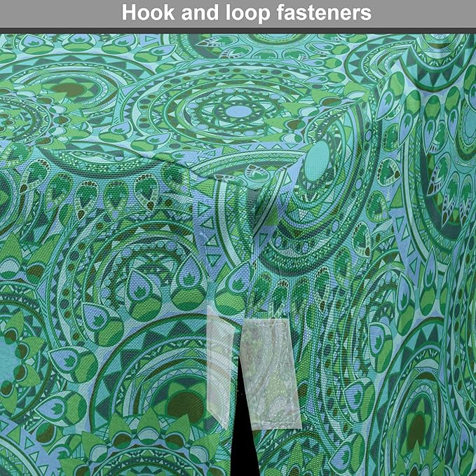 Lunarable Emerald Dog Crate Cover, Mandala Pattern with Soft Color Pattern Complex Motif Eastern Geometric Style, Easy to Use Pet Kennel Cover for Small Dogs Puppies Kittens, 18 Inch, Green Blue