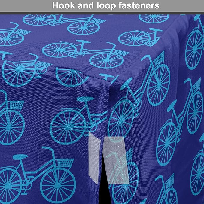 Lunarable Contemporary Blue Dog Crate Cover, Repetitive Pattern with Silhouette Style Bicycles, Easy to Use Pet Kennel Cover for Cats & Medium Dogs, 24 Inch, Dark Violet Sky Blue