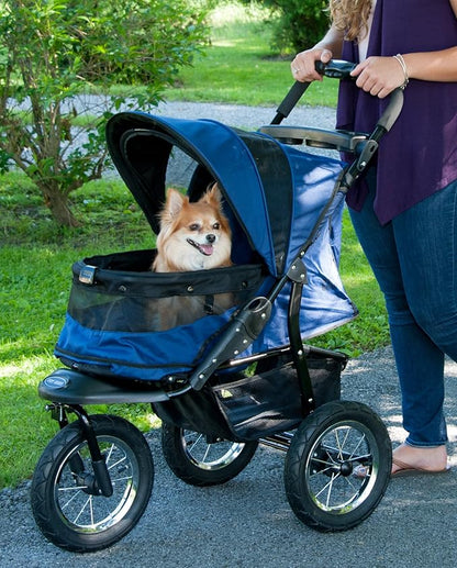 Pet Gear No-Zip AT3 Pet Stroller for Cats/Dogs, Zipperless Entry, Easy One-Hand Fold, Jogging Tires, Removable Liner, Cup Holder + Storage Basket, 2 Models, 4 Colors Midnight River 2023