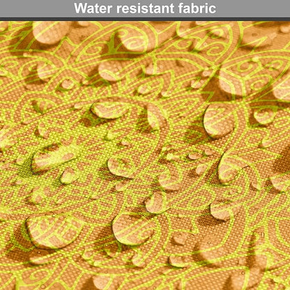 Lunarable Yellow Mandala Dog Crate Cover, Vibrant Colored Abstract Lotus Flowers Native Art Warm Sun Inspired, Easy to Use Pet Kennel Cover for Small Dogs Puppies Kittens, 22 Inch, Yellow Orange