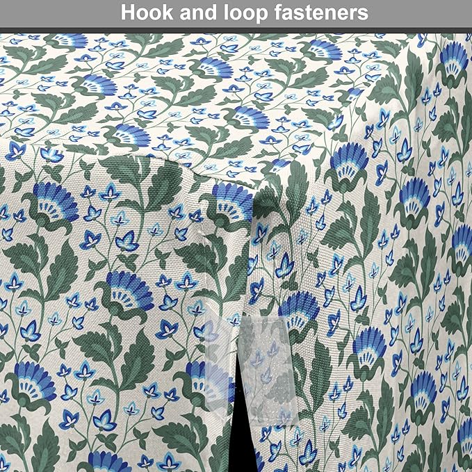 Lunarable Jacobean Dog Crate Cover, Herbal Pattern Pastoral Vintage Rustic Wedding Inspired Foliage Springtime, Easy to Use Pet Kennel Cover for Cats & Medium Dogs, 24 Inch, Blue Green Cream