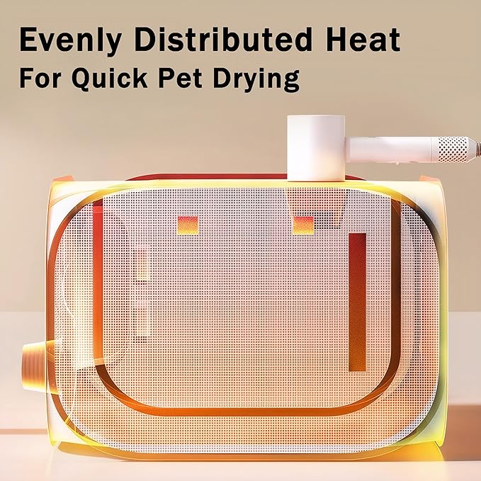 Pet Dog Cat Drying Box,Waterproof Anti-Hair Flying Portable Foldable Pet Drying Room,Pet Hair Dryer Clean Grooming House,Dryer Crate Cage for Dog Cat for Small to Medium (Yellow)