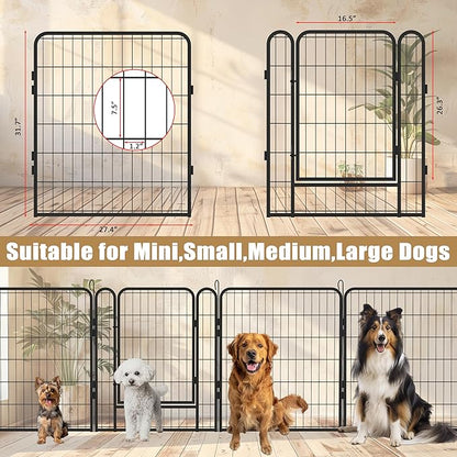 KEIKI 12 Panels 31.7" H Heavy Duty Metal Playpen with Door for Dog Fence,Pet Exercise Pen Versatile Shape for Outdoor Indoor
