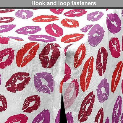 Lunarable Kiss Dog Crate Cover, Fun Colorful Design Lipsticks Kisses Fashion Illustration Print Artwork, Easy to Use Pet Kennel Cover for Medium Large Dogs, 24 Inch, Fuchsia and Raspberry