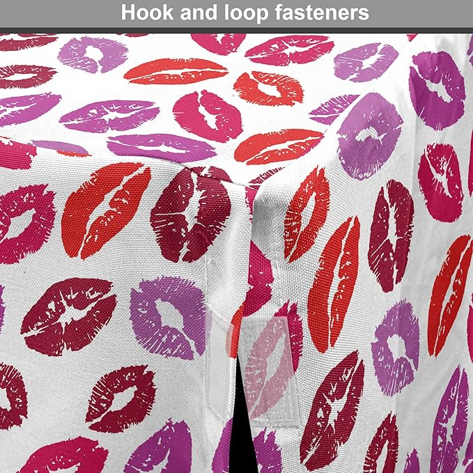 Lunarable Kiss Dog Crate Cover, Fun Colorful Design Lipsticks Kisses Fashion Illustration Print Artwork, Easy to Use Pet Kennel Cover for Medium Large Dogs, 42 Inch, Fuchsia and Raspberry
