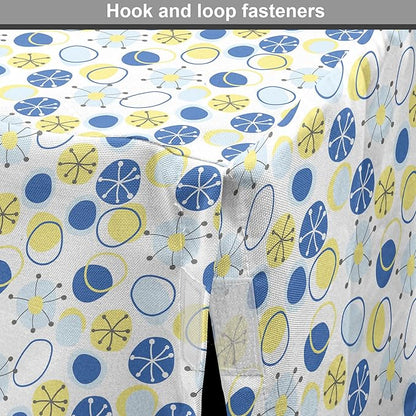 Lunarable Yellow and Blue Dog Crate Cover, Random Doodle Circles Abstract Floral Pattern, Easy to Use Pet Kennel Cover for Medium Large Dogs, 42 Inch, Pale Yellow Pale Blue