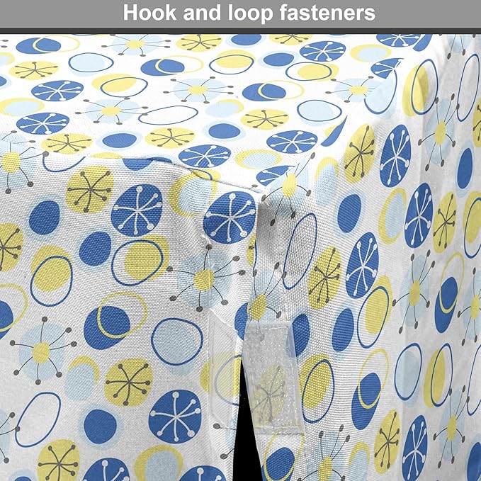 Lunarable Yellow and Blue Dog Crate Cover, Random Doodle Circles Abstract Floral Pattern, Easy to Use Pet Kennel Cover for Medium Large Dogs, 48 Inch, Pale Yellow Pale Blue