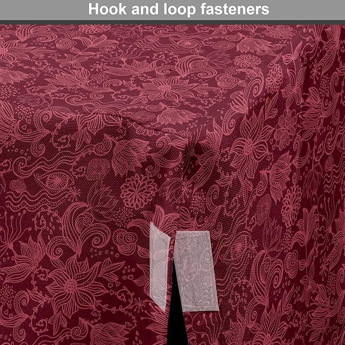 Lunarable Burgundy Dog Crate Cover, Cheerful Nature Inspired Gardening Pattern with Blooming Flowers Ornate Style, Easy to Use Pet Kennel Cover for Cats & Medium Dogs, 30 Inch, Burgundy Coral