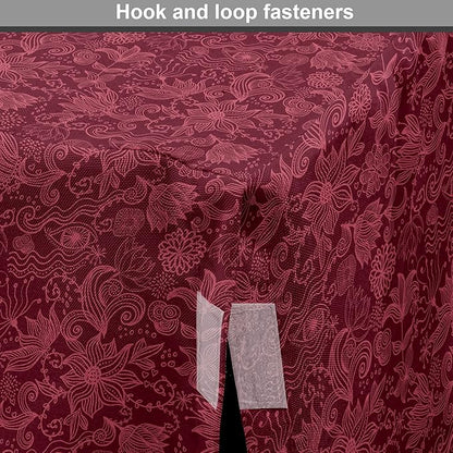 Lunarable Burgundy Dog Crate Cover, Cheerful Nature Inspired Gardening Pattern with Blooming Flowers Ornate Style, Easy to Use Pet Kennel Cover for Medium Large Dogs, 36 Inch, Burgundy Coral