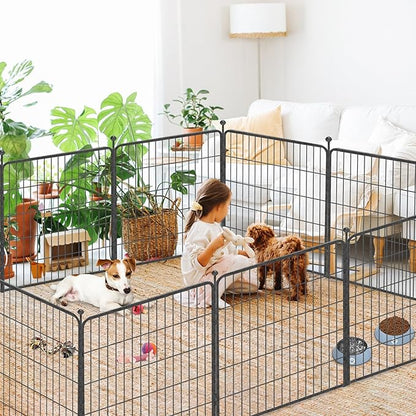 Dog Playpen 32 inch 2 Panels Indoor Dog Pen for Medium/Small Dogs Heavy Duty Metal Dog Fence Outdoor for Yard, Puppy Playpen with Door Portable Pet Fence for RV Camping Yard
