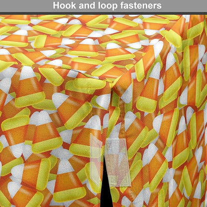 Lunarable Candy Corn Dog Crate Cover, Halloween Design of Cartoon Style Foods Scattered Randomly, Easy to Use Pet Kennel Cover for Cats & Medium Dogs, 30 Inch, Apricot Avocado Green