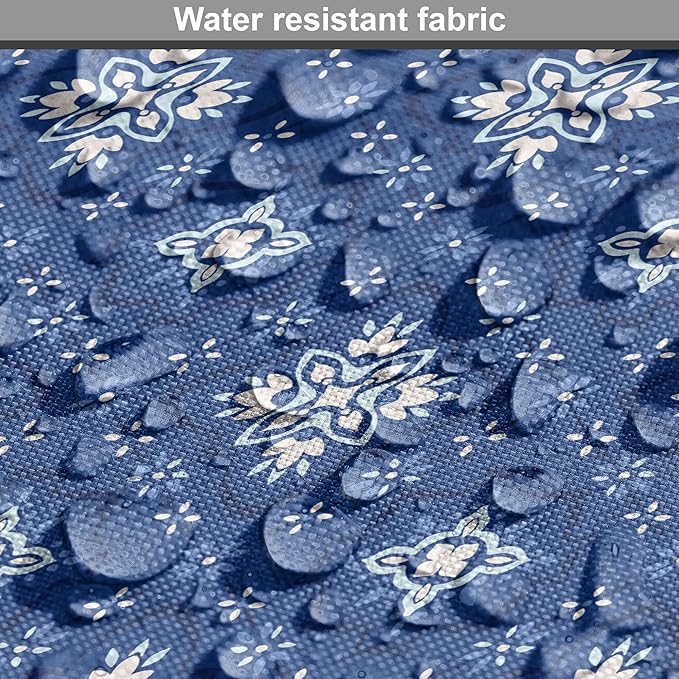 Lunarable Damask Blue Dog Crate Cover, Azulejo Talavera Inspired Continuous Pattern of Motif, Easy to Use Pet Kennel Cover for Medium Large Dogs, 42 Inch, Dark Sky Blue Pale Blue