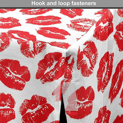 Lunarable Kiss Dog Crate Cover, Rhythmic Make up Red Luscious Lips Lipstick Imprint Illustration, Easy to Use Pet Kennel Cover for Cats & Medium Dogs, 24 Inch, Dark Pink and White