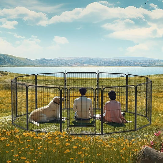 KEIKI 12 Panels 31.7" H Heavy Duty Metal Playpen with Door for Dog Fence,Pet Exercise Pen Versatile Shape for Outdoor Indoor