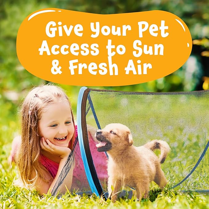 Evergreen Pet Supplies [2 Pack] Extra Large Animal Play Tent for Cats, Dogs, Lizards & Other Small Animals - Pet Enclosures w/Stakes & Carry Bag - Portable - Pop Up Pet Playpen - Breathable Mesh Tent
