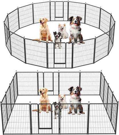 HealSmart Dog Playpen Indoor, Puppy Playpen Indoor for Yard, Camping, 32" Height 16 Panels Heavy Duty Dog Pen for Small/Medium Dogs, Black