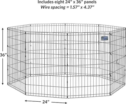 MidWest Homes for Pets Dog Exercise Pen & Playpen, 24" W x 36" H, No Door, Black