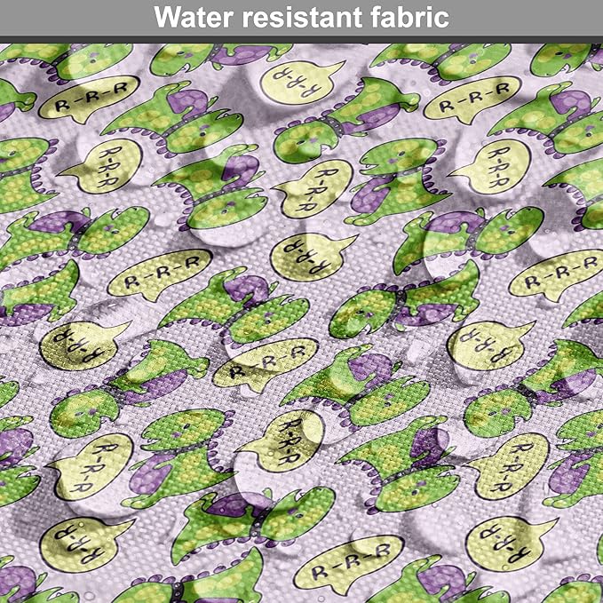 Lunarable Fantasy Dog Crate Cover, Green Dinosaurs Pattern Speech Bubbles Archeology Animal, Easy to Use Pet Kennel Cover for Cats & Medium Dogs, 24 Inch, Lilac Violet Green