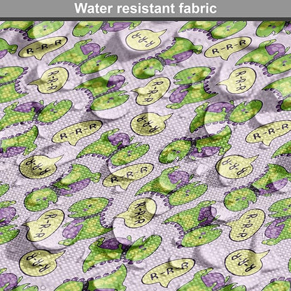 Lunarable Fantasy Dog Crate Cover, Green Dinosaurs Pattern Speech Bubbles Archeology Animal, Easy to Use Pet Kennel Cover for Medium Large Dogs, 42 Inch, Lilac Violet Green