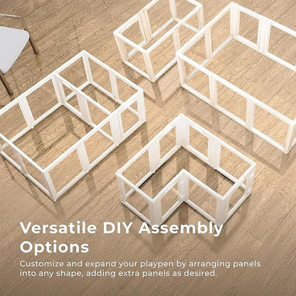 Clear Acrylic Plastic Dog Playpen Indoor,for Puppy Cat Rabbit Ferret Transparent Pet Pen,Easy Assemble Enclosure,Preferable for Small Dogs (12 Panels (White))