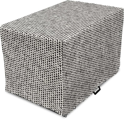 Lunarable Abstract Dog Crate Cover, Monochrome Grunge Pattern with Modern Round Shapes Print, Easy to Use Pet Kennel Cover for Medium Large Dogs, 48 Inch, Grey Charcoal