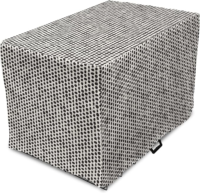 Lunarable Abstract Dog Crate Cover, Monochrome Grunge Pattern with Modern Round Shapes Print, Easy to Use Pet Kennel Cover for Cats & Medium Dogs, 24 Inch, Grey Charcoal