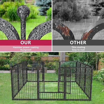 Dog Playpen Outdoor 32Inches Height 12 Panels Heavy Duty Metal Dog Fence with Doors Dog Pens for Medium/Small Dogs Portable Pet Puppy Playpen for Outdoor Indoor RV Camping Yard Black slive