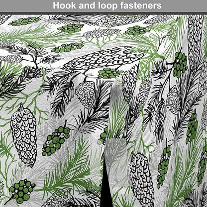 Lunarable Green Xmas Dog Crate Cover, Pine Cones and Holiday Theme Plants Fir Tree Motifs Print, Easy to Use Pet Kennel Cover for Medium Large Dogs, 42 Inch, White Fern Green